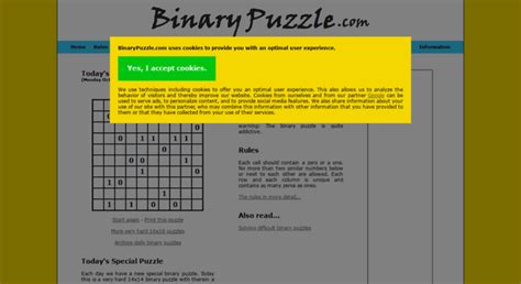 Binary puzzles, solve online or print .